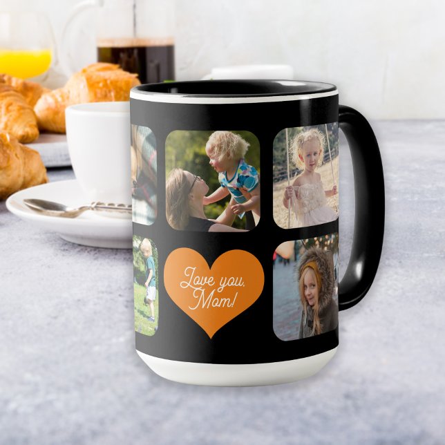Caneca De Café Amo-te a colagem de fotografias da mãe personaliza (Criador carregado)