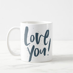Caneca De Café Amo-te a ti azul de slate moderno