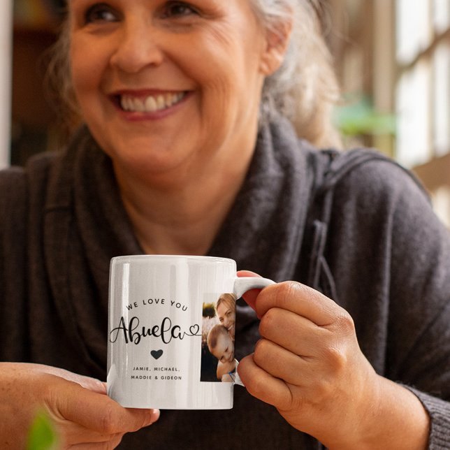 Caneca De Café Amo-te Abuela Corações Personalizadas Duas Fotogra (Criador carregado)
