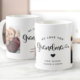 Caneca De Café Amo-te, Avó, Corações, Foto Personalizada
