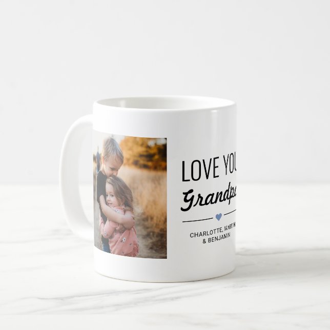 Caneca De Café Amo-Te, Avô, Foto Personalizada De Aniversário (Frente Esquerda)