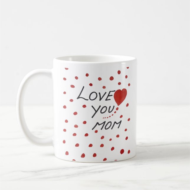 Caneca De Café Amo-te mãe bolinhas dia de as mães (Esquerda)