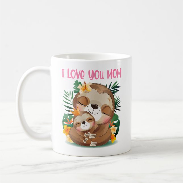 Caneca De Café Amo-Te Mãe Bonita Mãe E Bebê Lama (Esquerda)