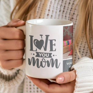 Caneca De Café Amo-Te, Mãe, Cinza Dia de as mães Presente