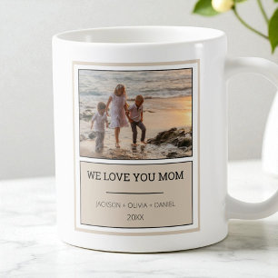 Caneca De Café Amo-Te Mãe Foto Moderna Dia de as mães Personaliza