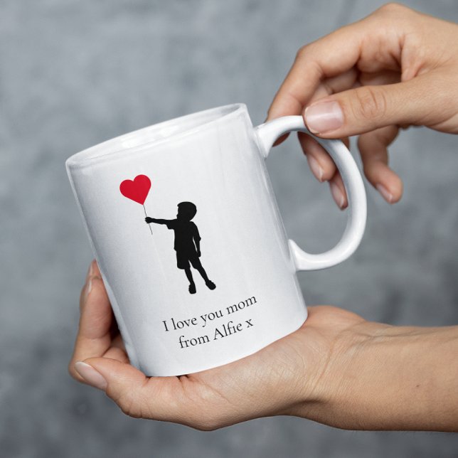 Caneca De Café Amo-te mãe simples e minimamente personalizada (Criador carregado)