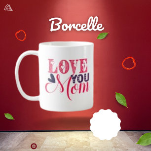 Caneca De Café Amo-Te Mãe Tipografia, Coffee Black Heart Mug