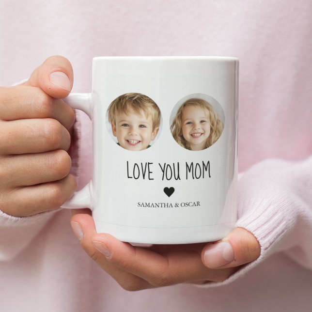 Caneca De Café Amo-Te Mama | Foto personalizada do rosto | Person (Criador carregado)
