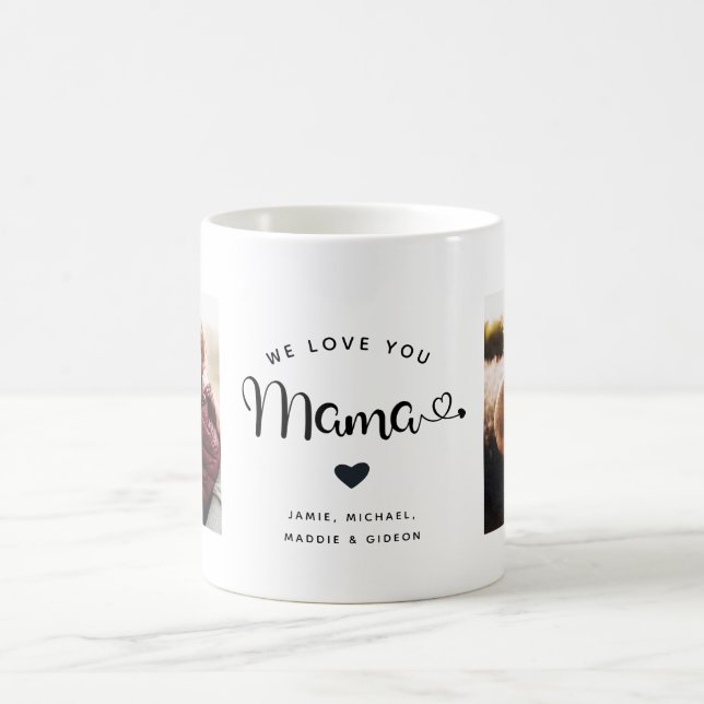 Caneca De Café Amo-te, Mama Hearts Personalizado, Duas Fotos Tren (Centro)