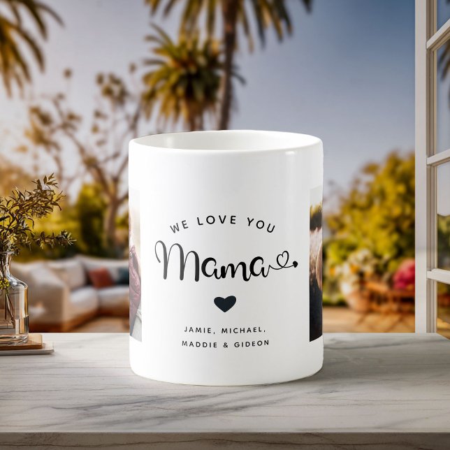 Caneca De Café Amo-te, Mama Hearts Personalizado, Duas Fotos Tren (Criador carregado)