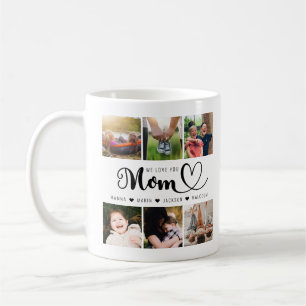 Caneca De Café Amo-Te, Mamãe, Crianças Nomeia Colagem Fotográf