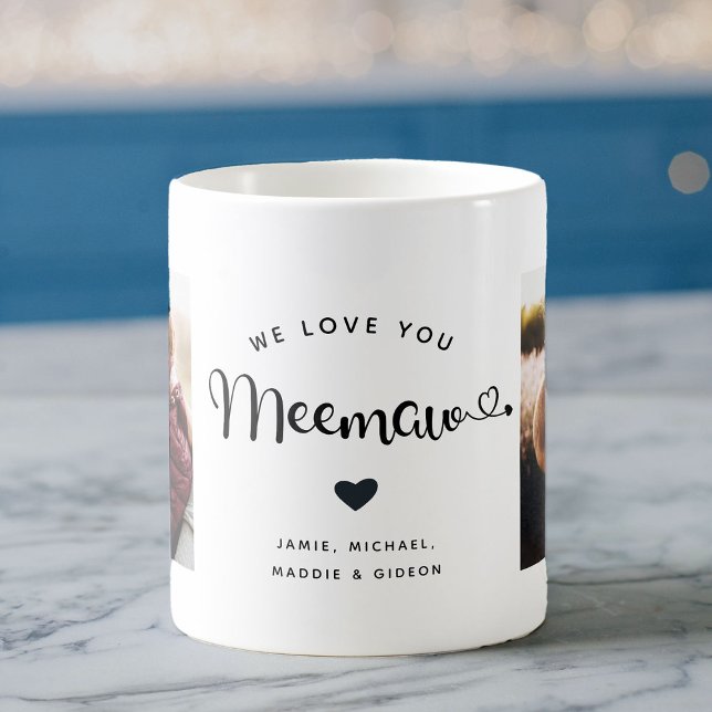 Caneca De Café Amo-te, Meemaw Hearts Personalizado, Duas Fotograf (Criador carregado)