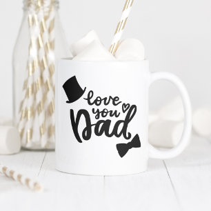 Caneca De Café Amo-Te Pai Presente - Dia de os pais Preto Sobrepo