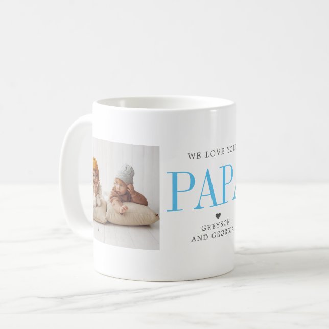Caneca De Café Amo-Te Papá | Duas Colagens Fotográficas (Frente Esquerda)