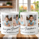 Caneca De Café Amo-Te Vovó Personalizada Foto Simples 4 Moderna<br><div class="desc">Apresentando nossa caneca de colagem fotográfica personalizável, um presente sincero e único perfeito para a avó especial em sua vida. Esta caneca maravilhosamente projetada permite que você mostre 4 de suas fotos favoritas, criando uma colagem moderna, elegante e simples que expele calor e amor. Personalizado com a mensagem carinhosa "Ame-te...</div>