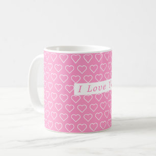 Caneca De Café Amo Você - Adicione Seu Nome / Texto - Romântico