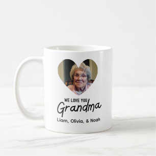 Caneca De Café Amo Você Avó Foto do Coração Personalizada
