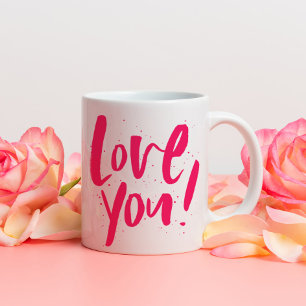 Caneca De Café Amo você Dia de os namorados rosa ousado