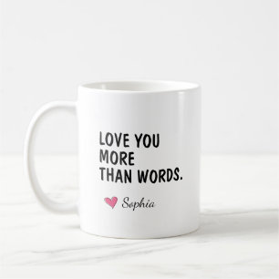 Caneca De Café Amo Você Mais Que Palavras Nome de Aniversário da