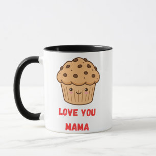 Caneca de Café "Amo Você Mamãe" Kawaii Cupcake