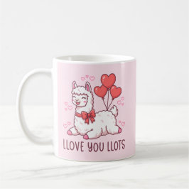Caneca De Café Amo Você Muito - Lhama Kawaii de São Valentão