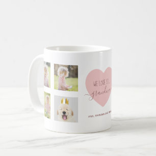 Caneca De Café Amo Vovó Foto Colagem de Coração Cor-de-Rosa Fi