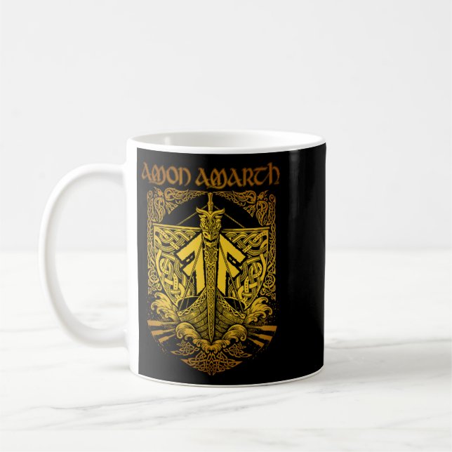 Caneca De Café Amon Amarth Retro-Style Fan Art Design (Esquerda)