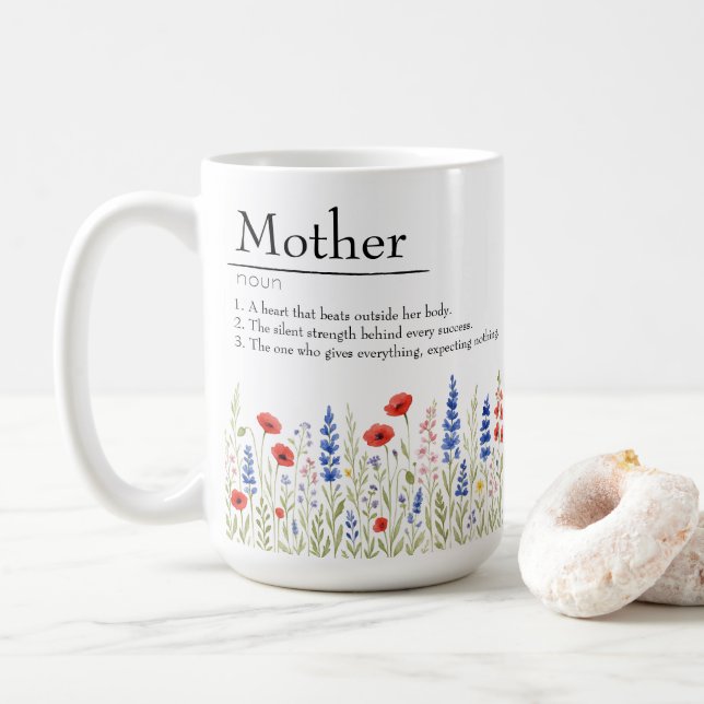 Caneca De Café Amor a Flor Selvagem - Mug com Mensagem Sensível (Com Donut)