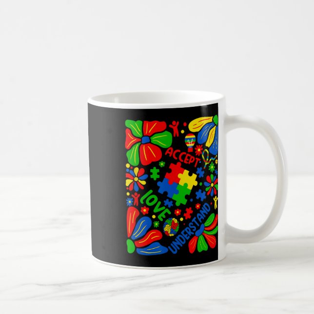 Caneca De Café Amor Aceitar Entender Autismo Boho Flor  (Direita)