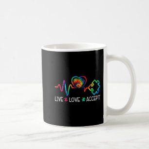 Caneca De Café Amor ao Vivo Aceita Autismo Sensibilização Coração