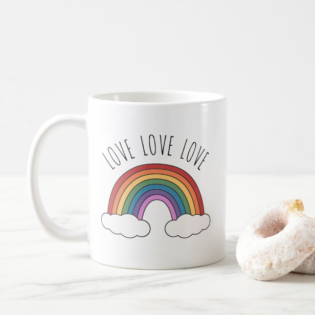 Caneca De Café Amor Arco-íris Amor Amor (Com Donut)