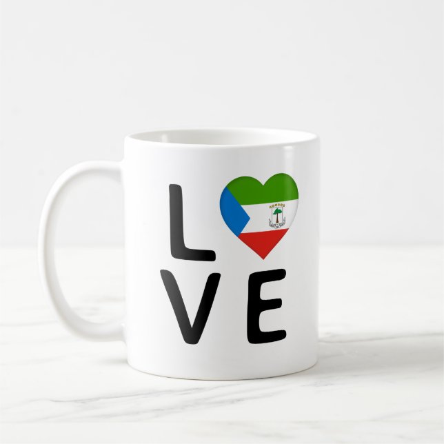 Caneca De Café Amor - Bandeira da Guiné Equatorial (Esquerda)