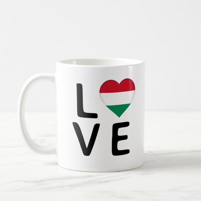 Caneca De Café Amor - Bandeira da Hungria (Esquerda)