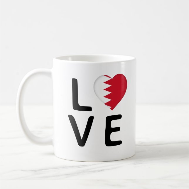 Caneca De Café Amor - Bandeira do Bahrein (Esquerda)