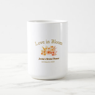 Caneca De Café amor boho amarelo em flor nome chá de noiva retrô