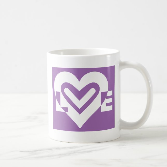 Caneca De Café Amor branco e roxo (Direita)