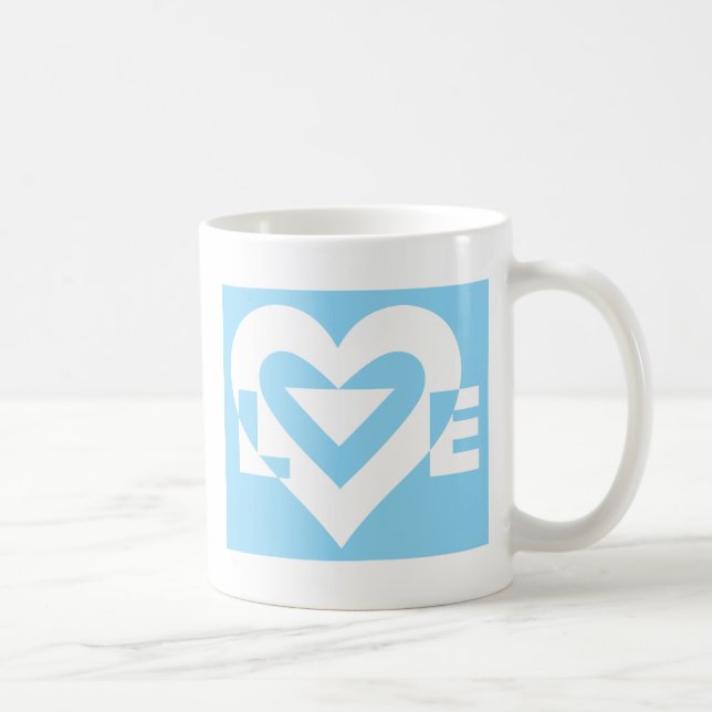 Caneca De Café Amor Branco em Azul (Direita)