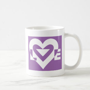Caneca De Café Amor branco em roxo