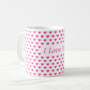Caneca De Café Amor Café Mug com Corações e Texto - Eu Te Amo
