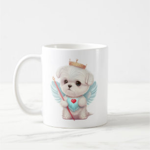 Caneca De Café Amor Celestial: Cachorro Maltês Bonito Anjo