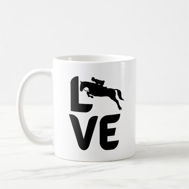Caneca De Café Amor com Cavalos Pulando como O (Esquerda)