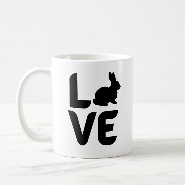 Caneca De Café Amor com Design preto de coelho (Esquerda)