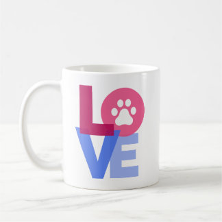 Caneca De Café AMOR com pata e fotos pessoais e nomes de animais 