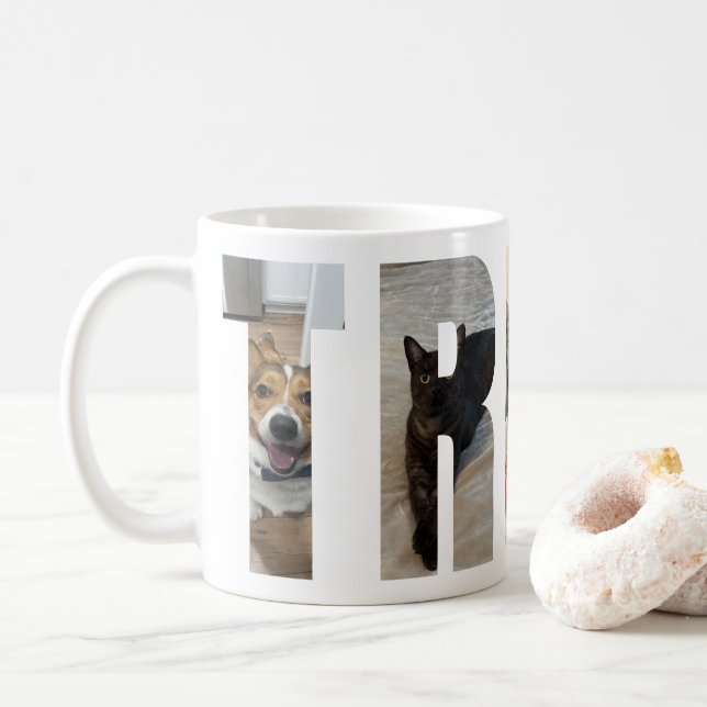Caneca De Café Amor com Quadros Personalizáveis de Letra Fotográf (Com Donut)