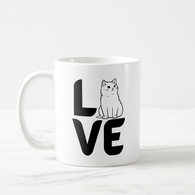 Caneca De Café Amor com um Gato como O (Esquerda)