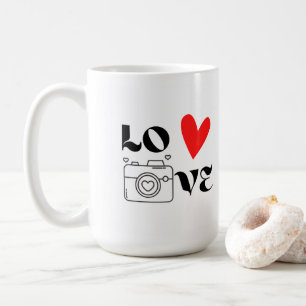 Caneca De Café Amor com uma câmera em um