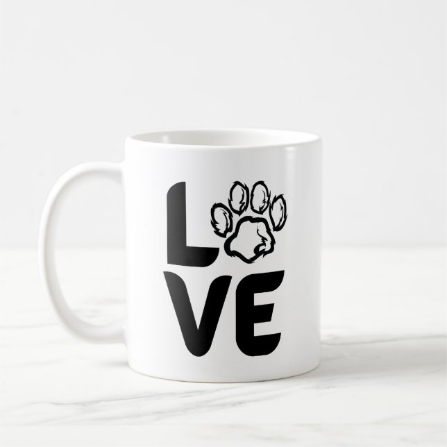 Caneca De Café Amor com uma pata - Cão, Gato, Animal (Esquerda)