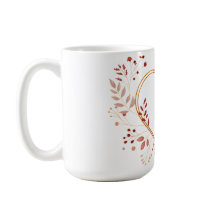 Amor coração com flor e folhas