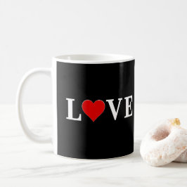 Caneca De Café AMOR Coração Negro e Branco Moderno Chic
