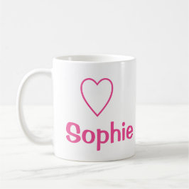 Caneca De Café Amor Coração Sophie (Nome)